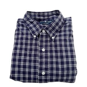 Ralph Lauren Blue Label Moore‎ Navy White Plaid  Button Down Dress Shirt